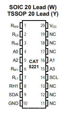 CAT5221是双数字可编程电位计（DPP&#8482;) 带64个抽头和I2C接口