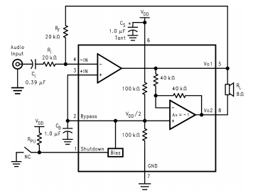 LM4871 带关机模式的3W音频功率放大器